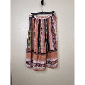 Sarah Arizona Multicolor Boho A-Line Skirt Women’s S 100% Cotton Elastic Waist